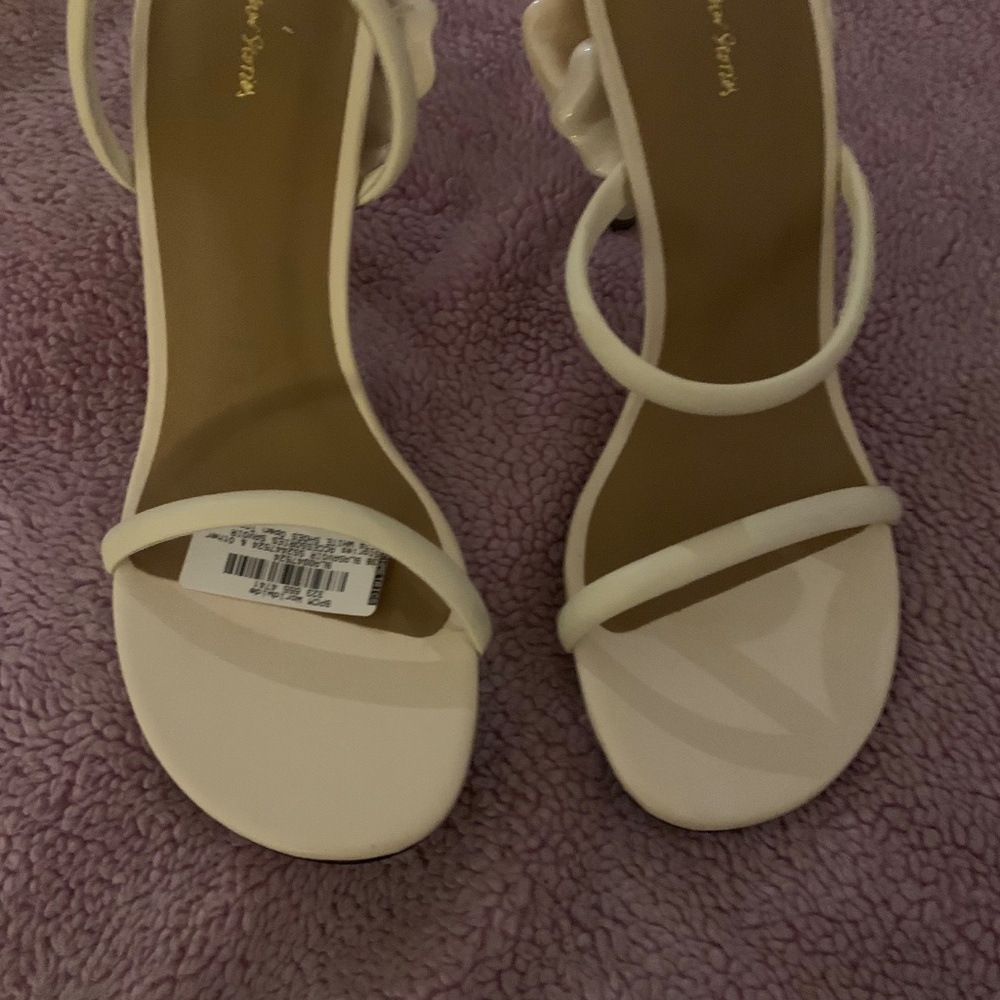 Flower Embellished Leather Mules heels